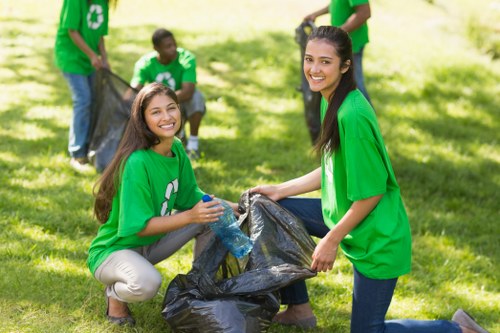 Different types of business waste ready for disposal